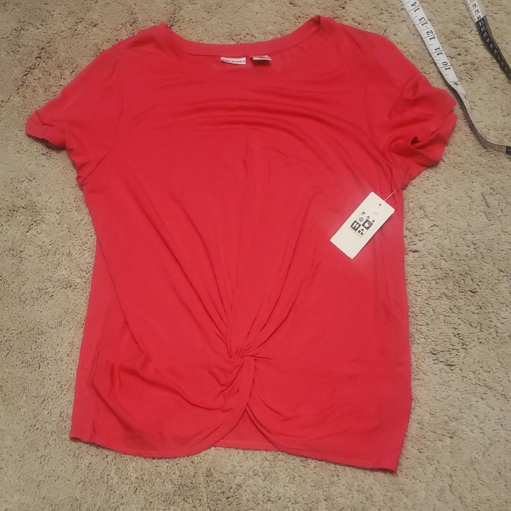 Max Studio Red Twist Front Tee